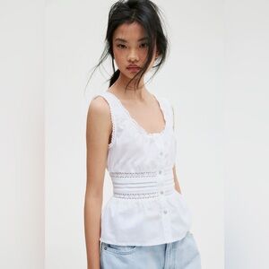 H&M DIVIDED Women's PEPLUM VEST TOP - White- XL